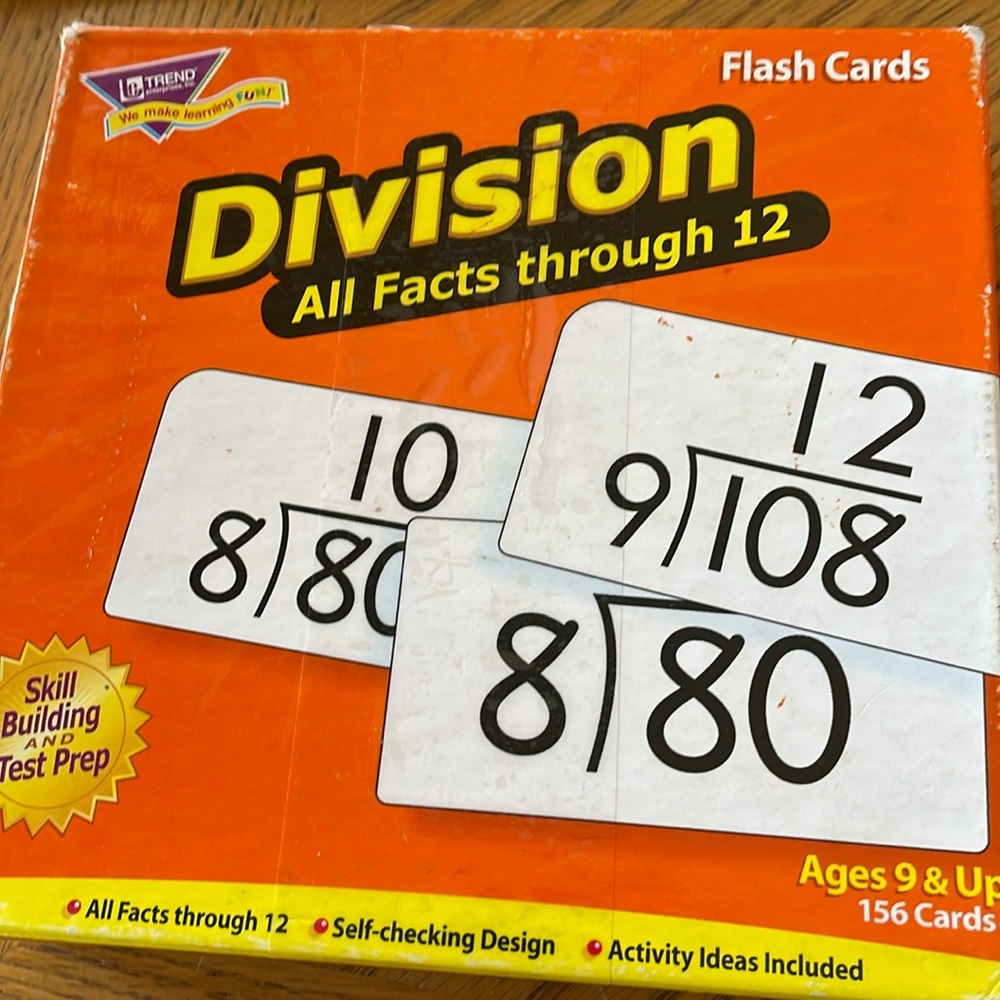 Division Flash Cards All Facts through 12 (169 Cards)